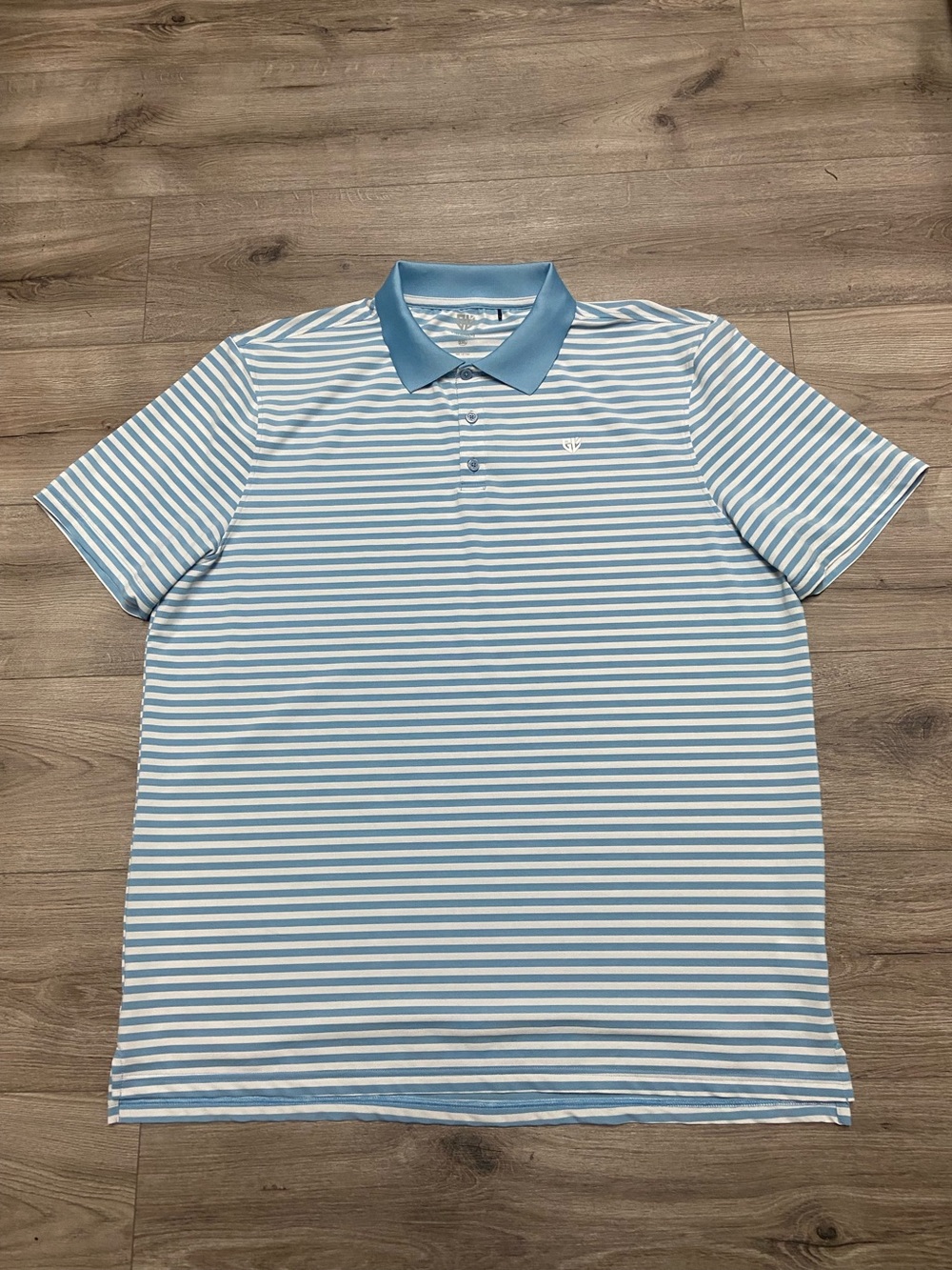 Graham Luxe Golf Polo Shirt Men 2XL Blue Striped Short Sleeve Performance Polo